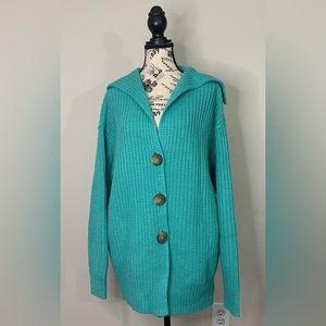 Free People Swim Too Deep Cardi Color Turquoise Size: XS